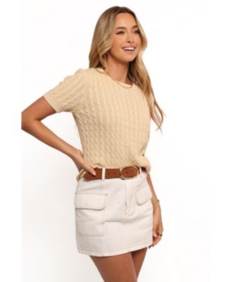 Женский вязаный топ Maya Cable с лепестками и щенком