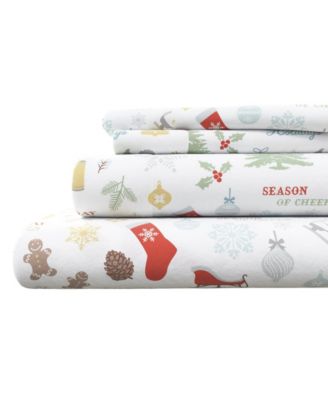 Linery and Co. Ultra-Soft Turkish Cotton Flannel Holiday Print Sheet Set