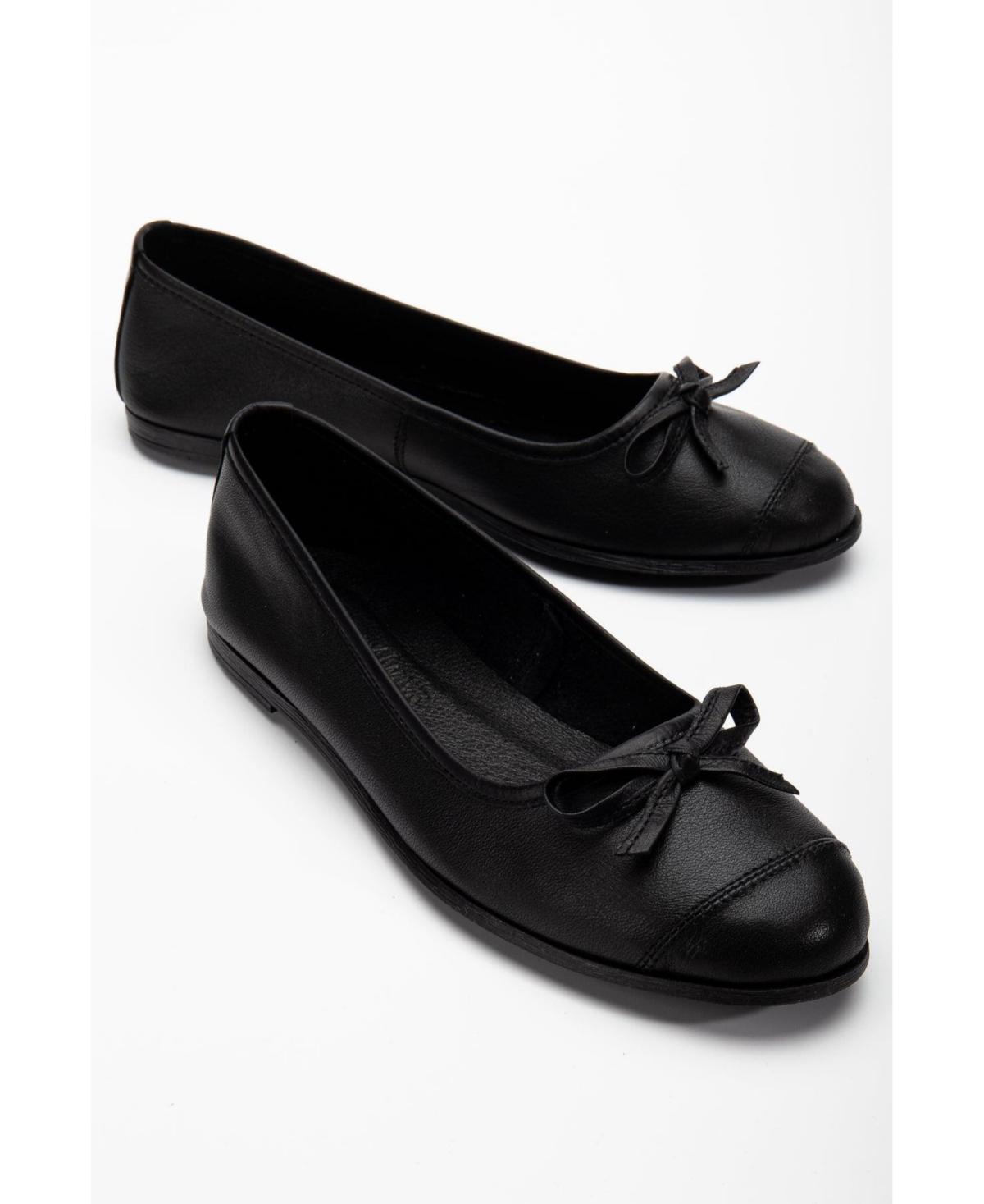 Brooklyn Leather Ballerina Flats - Black leather