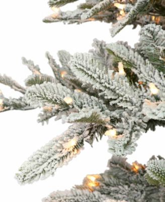 Puleo 7.5FT Pre-lit Arctic Fir Flocked Artificial Christmas Tree
