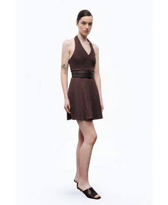 Women's Double Belt Detailed Mini Dress