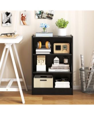 3-Tier Bookcase Open Display Rack Cabinet with Adjustable Shelves
