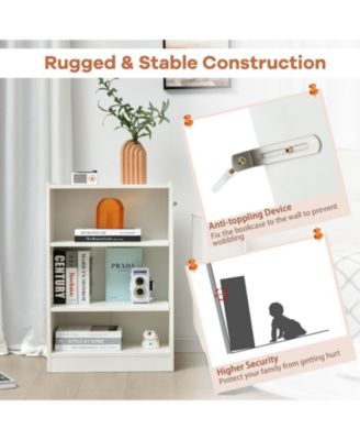 3-Tier Bookcase Open Display Rack Cabinet with Adjustable Shelves