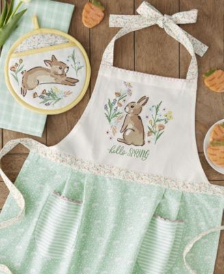 Spring Bunny Cotton Potholder and Dishtowel Gift Set