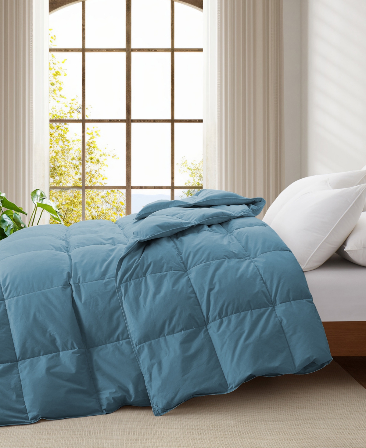 Unikome All Season Goose Down Comforter, King In Blue