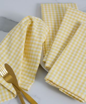 Sundress Yellow Gingham Cotton Napkins, Set of 4