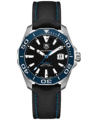 Tag Heuer Aquaracer Calibre 5 Automatic Black Dial Black Nylon Strap Watch for Men - WAY201C.FC6395