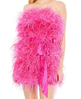 Women's Feather Strapless Mini Dress