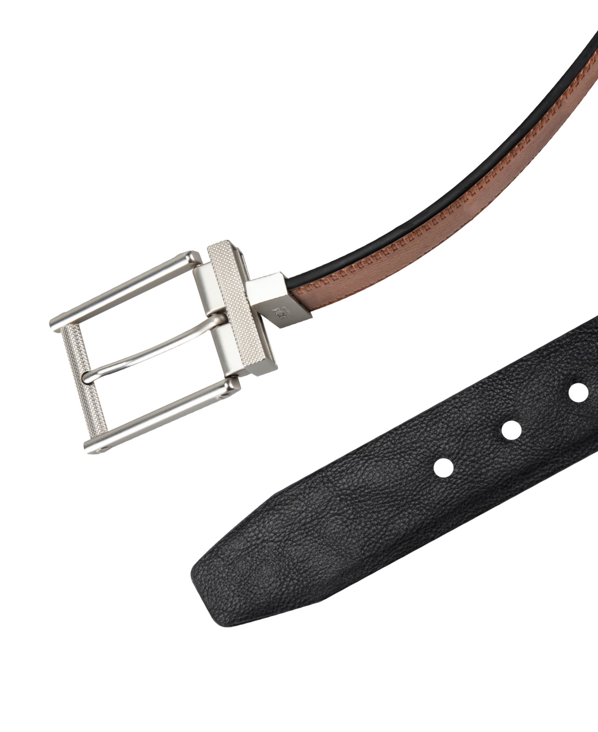 Kenneth Cole Reaction Men's 2-in-1 Modern Reversible Stretch Casual Belt In Cognac,black