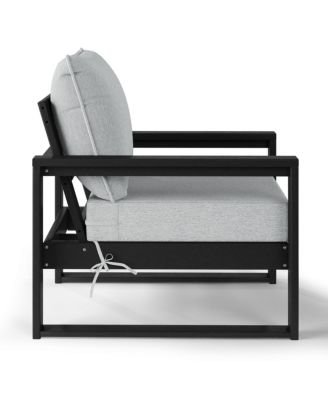 Outdoor Modern 3-Piece HDPE Patio Sofa Set with Side Table