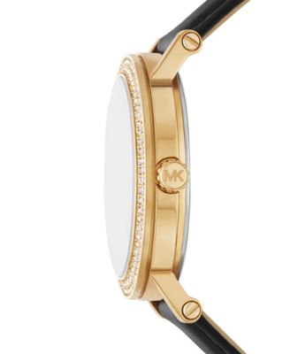 Women's Corey Three-Hand Black Leather Watch, 38mm