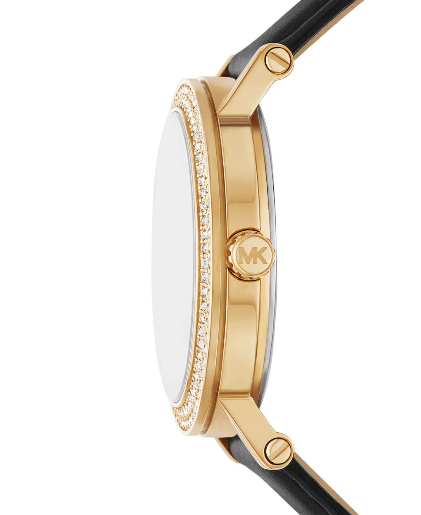Женские часы Michael Kors Corey Three-Hand Black Leather Watch, 38mm — фото 3