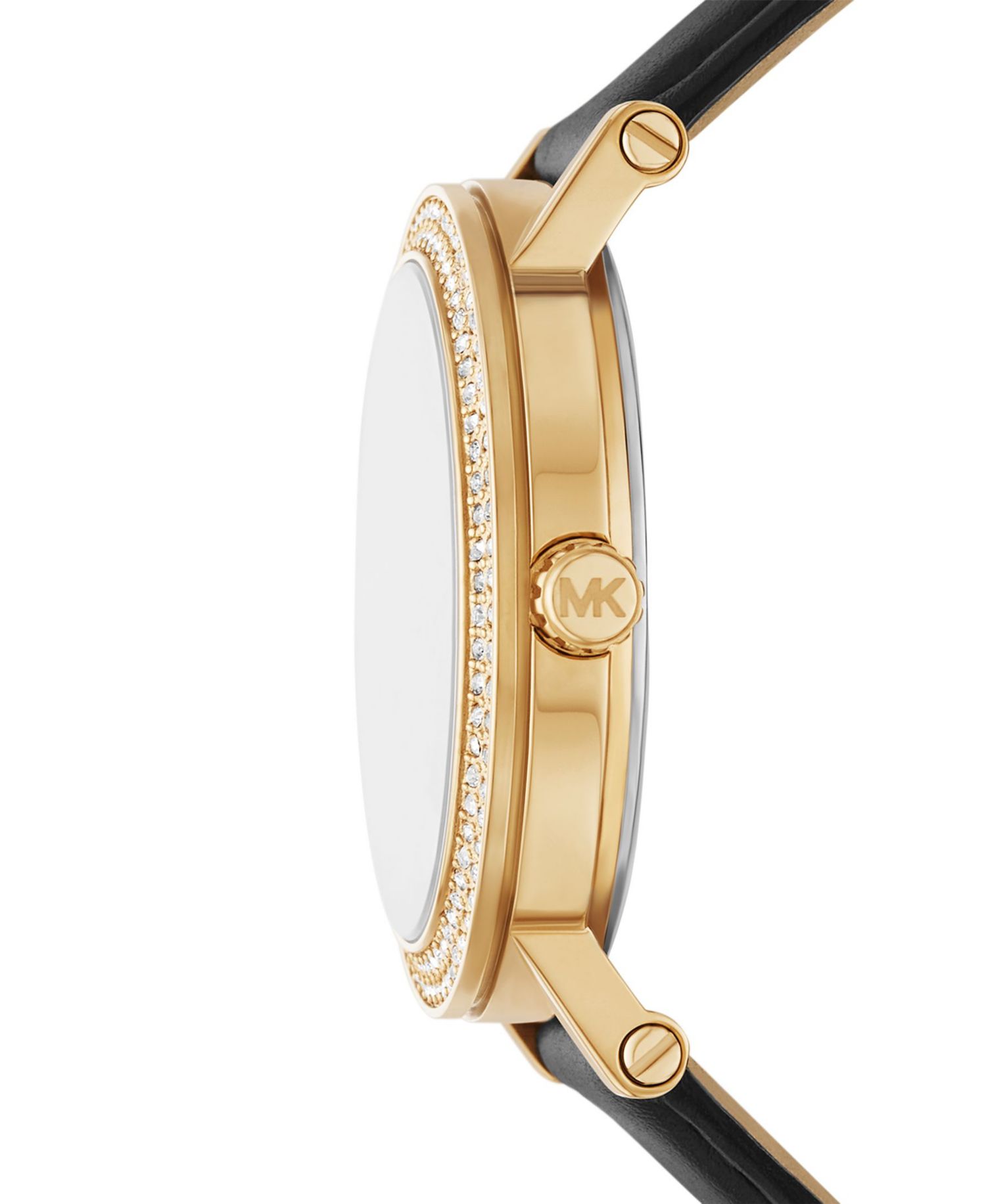 Women's Corey Three-Hand Black Leather Watch, 38mm