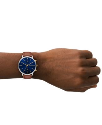 Men's Blake Multifunction Luggage Leather Watch, 42mm