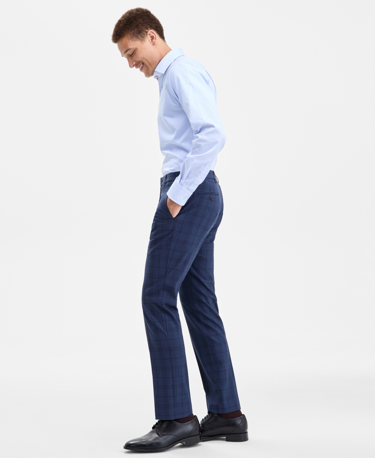 Tommy Hilfiger Men's Modern-fit Th Flex Stretch Performance Plaid Pants In Blue