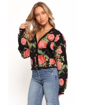 Женский кардиган с цветочным принтом Reeva на пуговицах спереди в виде лепестков и щенка