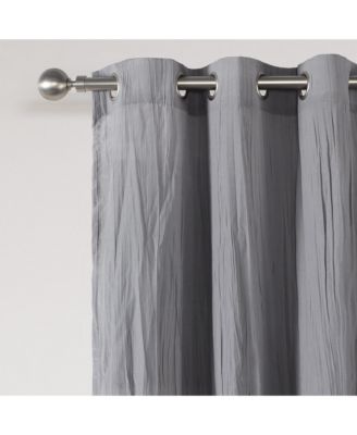 Grommet Broomstick Crush Curtains Pair, 38"X63"