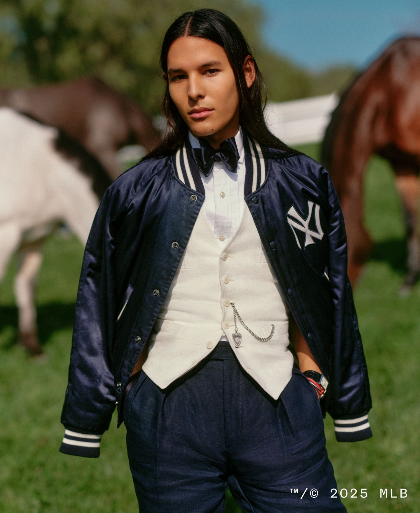 Куртка Polo Ralph Lauren Yankees Satin, цвет: Тёмно-синий — фото 4