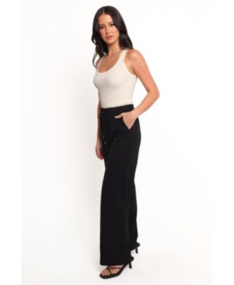 Широкие женские брюки из крепа с подпругой в виде лепестков и щенка