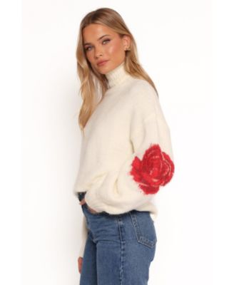 Женский вязаный свитер с цветочной вышивкой Kelso в виде лепестков и щенка