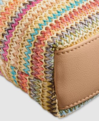 Straw North South Crossbody Bag