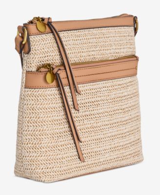 Straw North South Crossbody Bag, Exclusively at Macy's