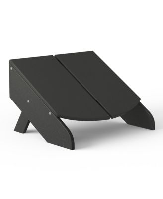 Outdoor 4-Piece HDPE Modern Adirondack Chairs Set with Folding Patio Ottomans and Cup Holder