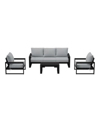 6-Piece Modern HDPE Outdoor Patio Furniture Sofa Conversation Set with Coffee Table