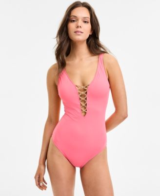 Bleu by Rod Beattie - Women's Let's Get Knotty Plunging V-Neck One-Piece Swimsuit