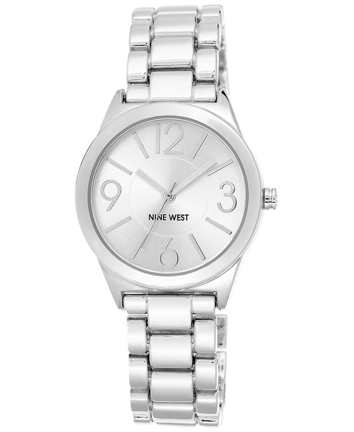 Nine West Women's Stainless Steel Bracelet Watch 32mm NW/1663SVSB Macy's