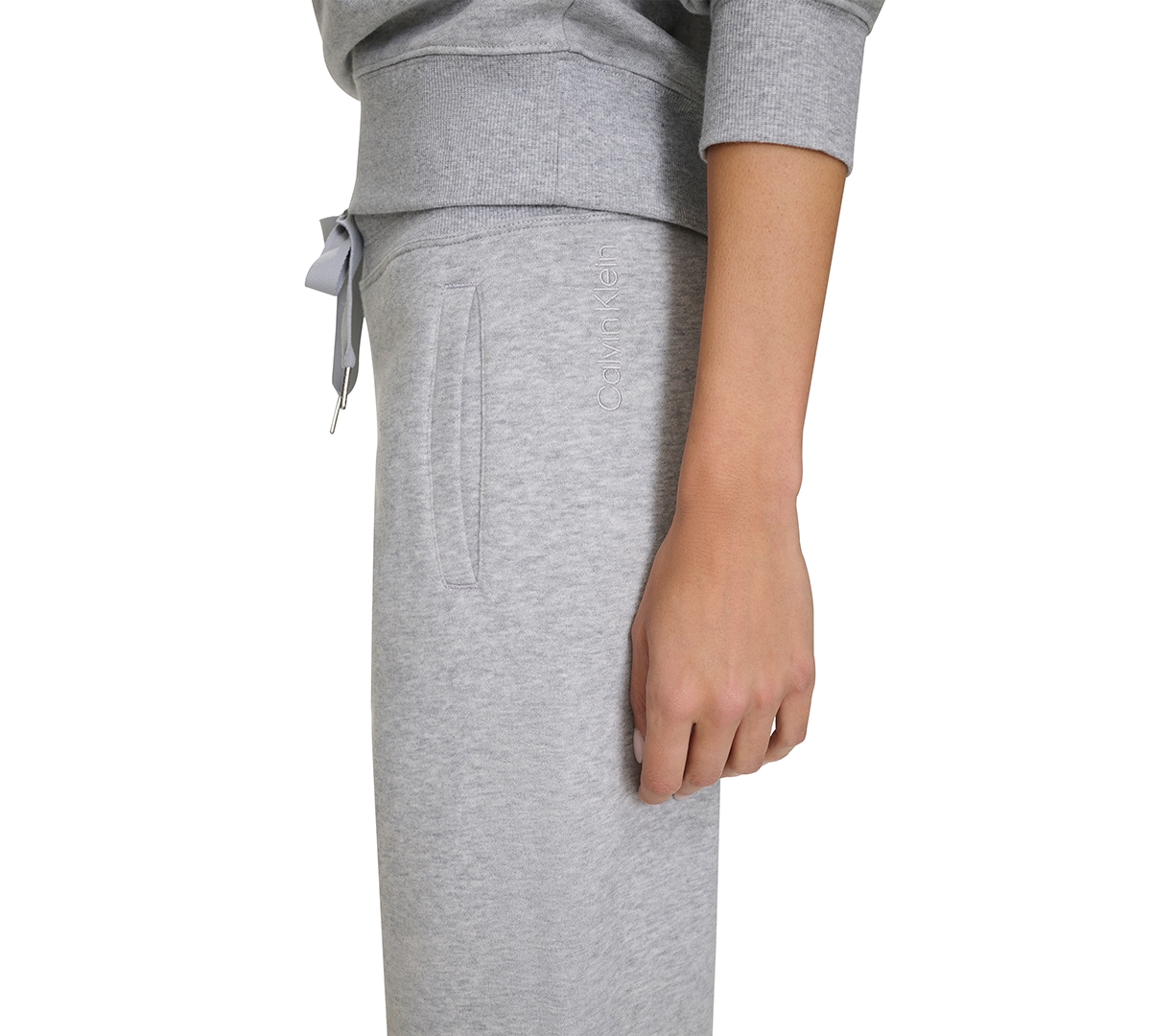 Calvin Klein Women's Cropped Drawstring-waist Pants In Pearl Grey Heather