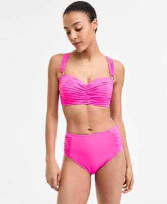 Bleu Rod Beattie Shirred Bikini Top Shirred Side High Waist Bikini Bottoms