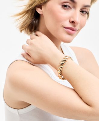 On 34th Gold-Tone Puffy Teardrop Stretch Bracelet Exclusively at Macys 5990₽