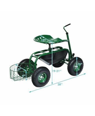 Extendable Handle Garden Cart Rolling Wagon Scooter