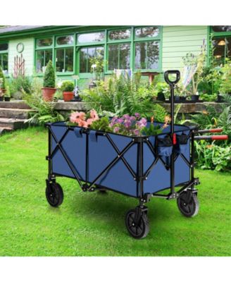 Outdoor Folding Wagon with Adjustable Handle, Universal Wheels &amp; 180lb Capacity Utility Cart