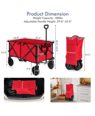 Outdoor Folding Wagon Cart with Adjustable Handle and Universal Wheels