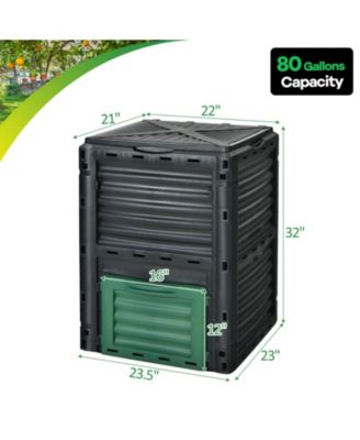 80-Gallon Outdoor Composter with Large Openable Lid and Bottom Exit Door