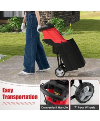 15-AMP Electric Wood Chipper and Shredder Leaf Mulcher with Wheels