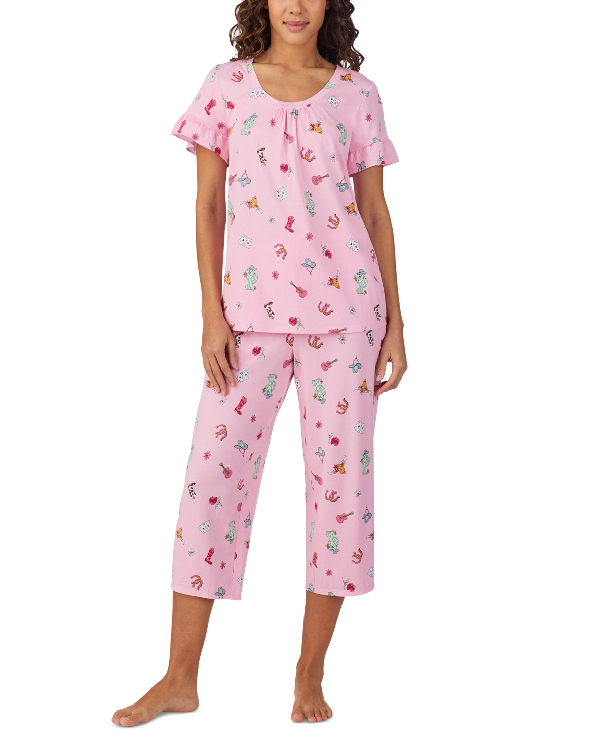Women's Short-Sleeve Cropped Pajama Set - Novel Pt