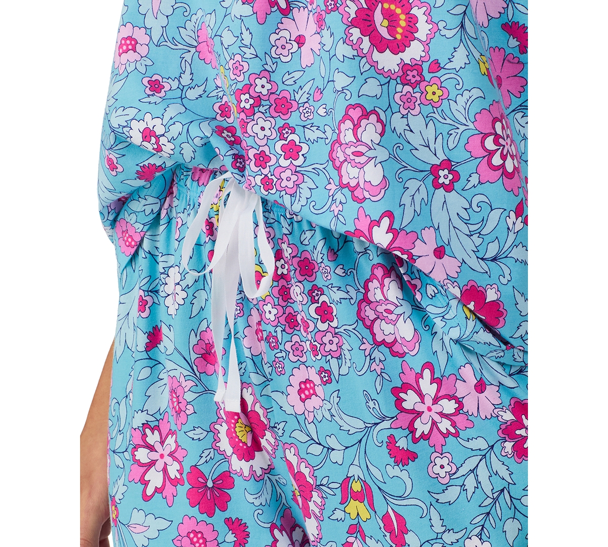 Shop Cuddl Duds Women's Short-sleeve Cropped Pajama Set In Aqua