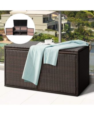 88 Gallon Garden Patio Rattan Storage Container Box
