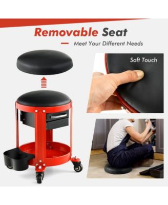 Rolling Mechanic Stool with Removable Padded Seat and Drawers