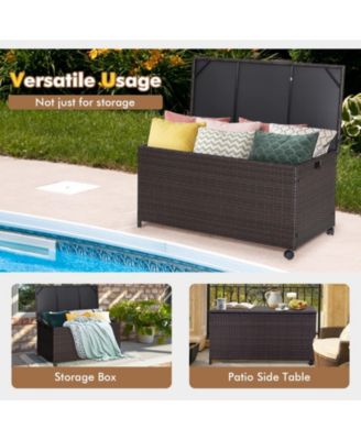 Wicker Outdoor Storage Box with Zippered Liner