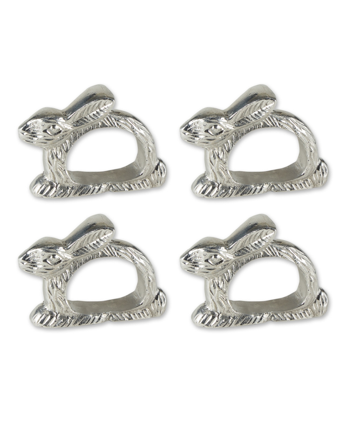 Design Imports Silver Rabbit Napkin Ring, Set Of 4 In Silver