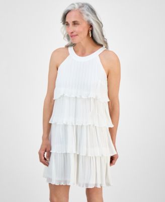 Миниатюрное плиссированное многоярусное шифоновое платье А-силуэта Robbie Bee