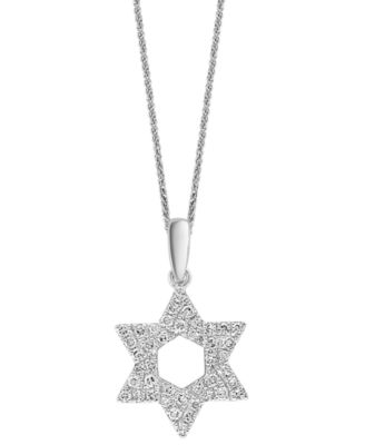 LALI Jewels - Diamond Star of David 18" Pendant Necklace (1/5 ct. t.w.) in 14k White Gold