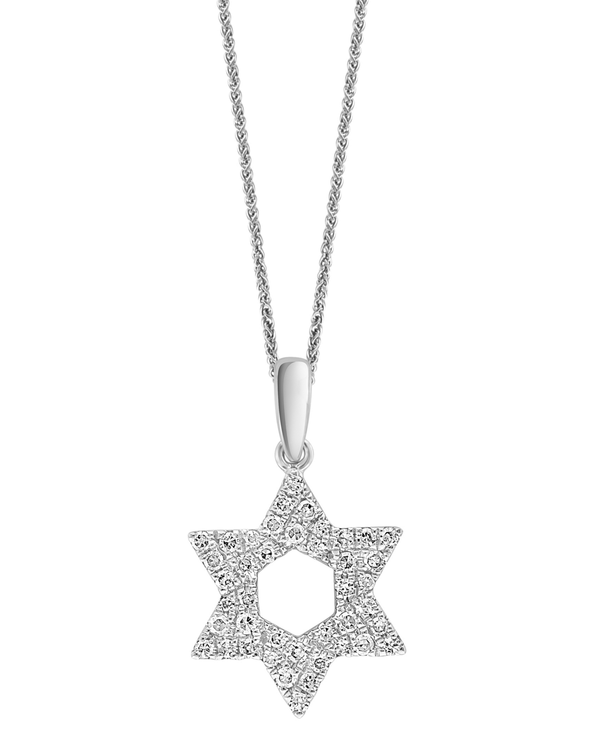 Diamond Star of David 18" Pendant Necklace (1/5 ct. t.w.) in 14k White Gold - White Gold