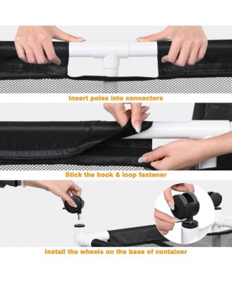 Extra Large Mesh Pool Storage Bin 214 Gallon Noodles Toys Holder 6 Wheels Rolling Cart Black