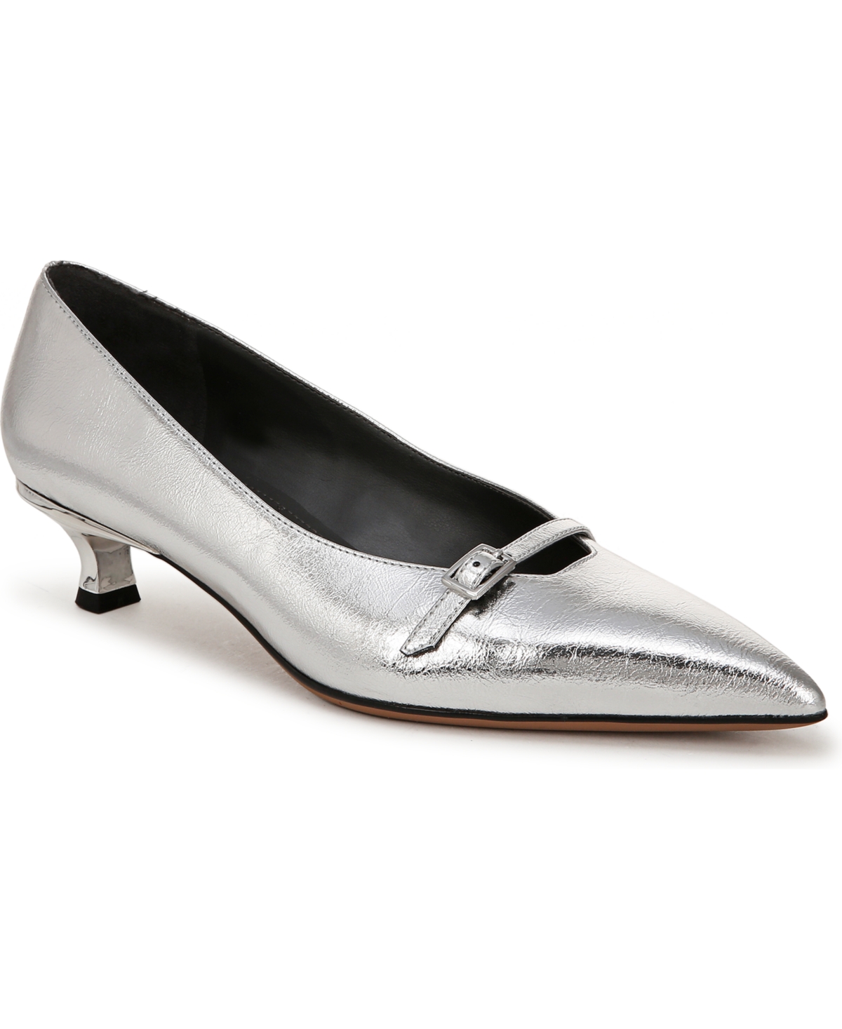 Franco Sarto Women's Malia Pointed Toe Kitten Heel Pumps In Silver Faux Leather