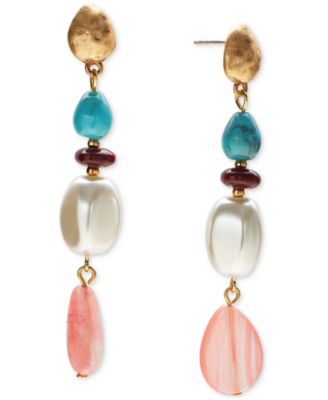 Style - Co Gold-Tone Mixed Bead Linear Drop Earrings, Exclusively at Macy's